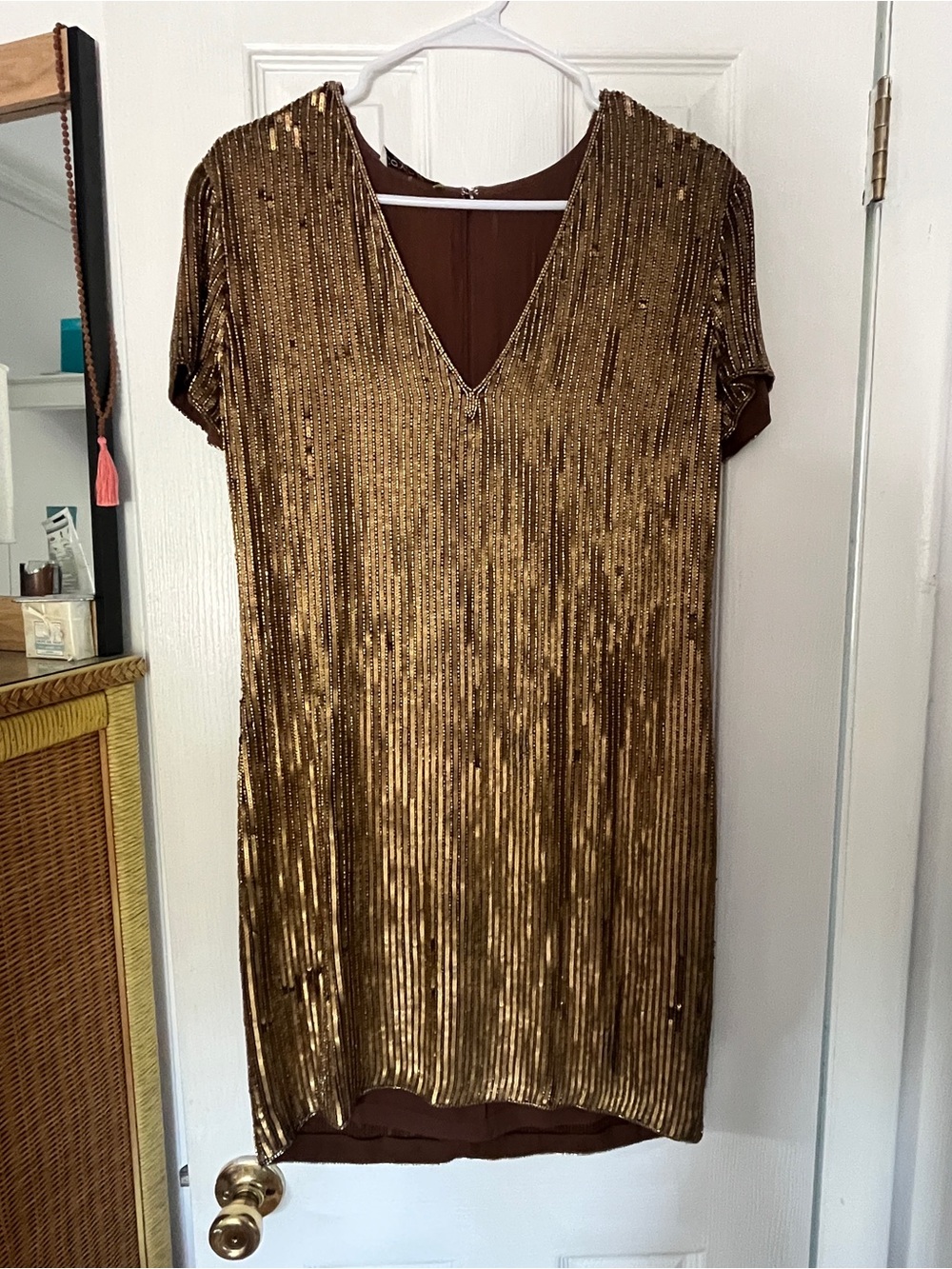 Calvin Klein Metallic Hold Sequin Dress Lined